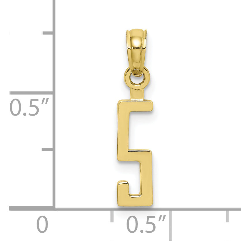 10K Yellow Gold 10K Number 5 Block Charm