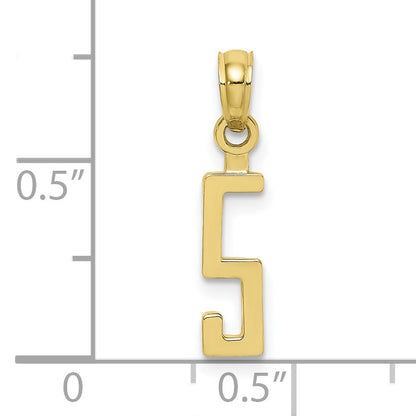 10K Yellow Gold 10K Number 5 Block Charm