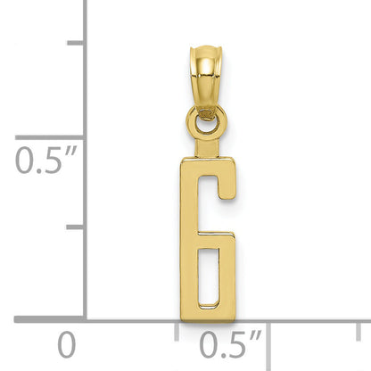 10K Yellow Gold 10K Number 6 Block Charm