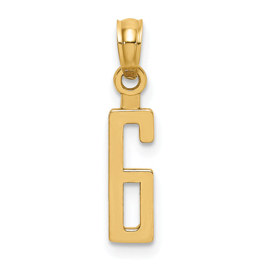 10K Yellow Gold 10K Number 6 Block Charm