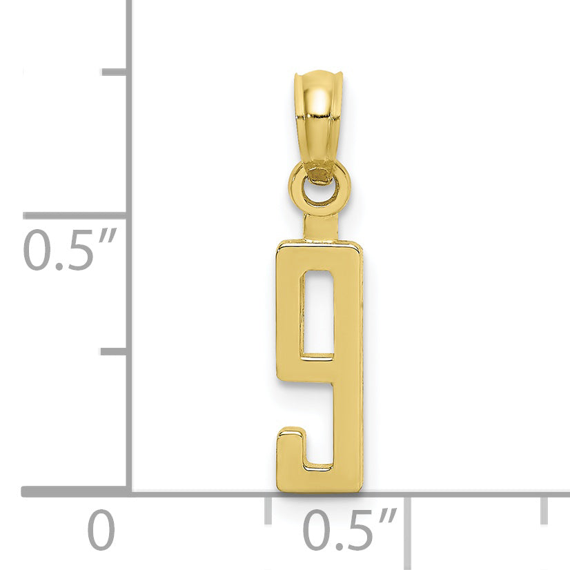 10K Yellow Gold 10K Number 9 Block Charm