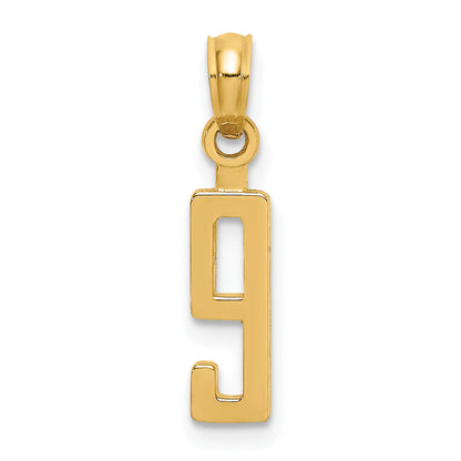 10K Yellow Gold 10K Number 9 Block Charm