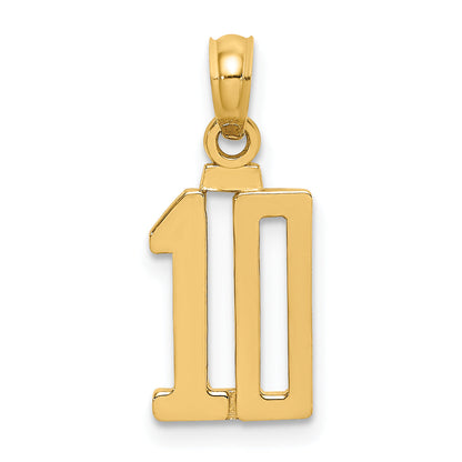 10K Yellow Gold 10K Number 10 Pendant
