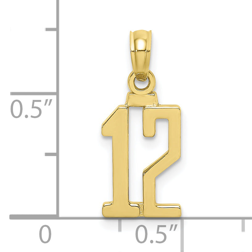 10K Yellow Gold 10K Number 12 Pendant
