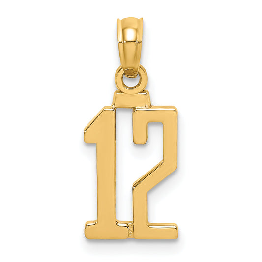 10K Yellow Gold 10K Number 12 Pendant