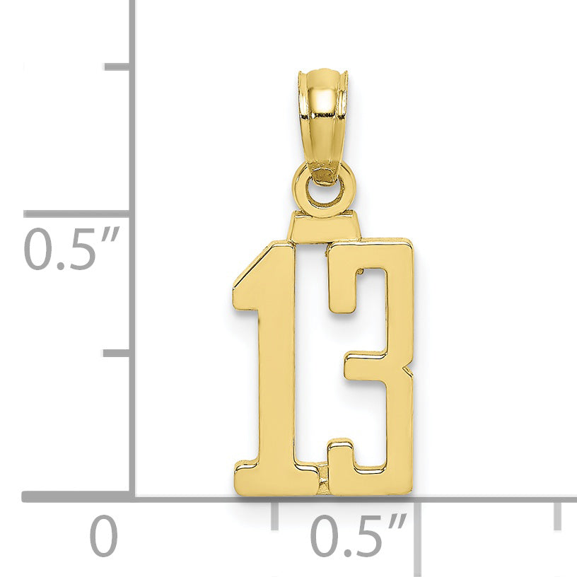10K Yellow Gold 10K Number 13 Pendant