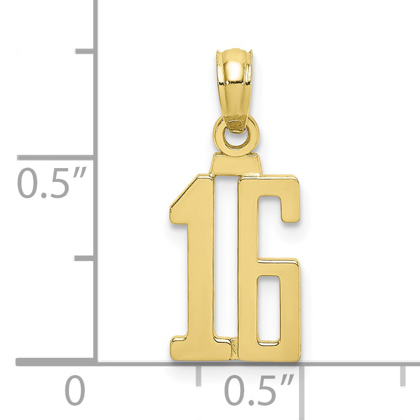 10K Yellow Gold 10K Number 16 Pendant