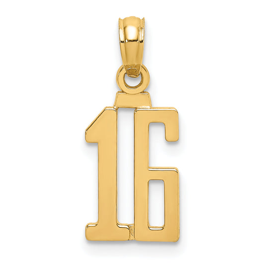 10K Yellow Gold 10K Number 16 Pendant