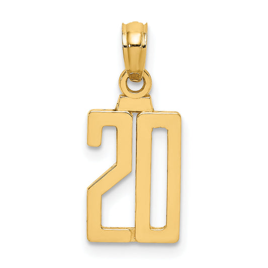 10K Yellow Gold 10K Number 20 Pendant