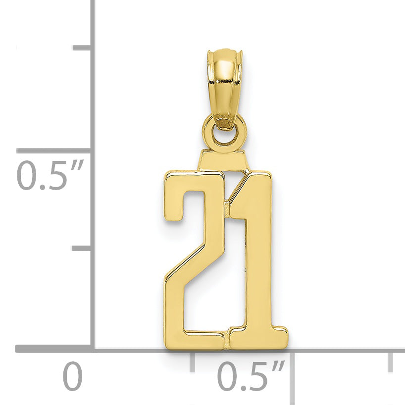 10K Yellow Gold 10K Number 21 Pendant