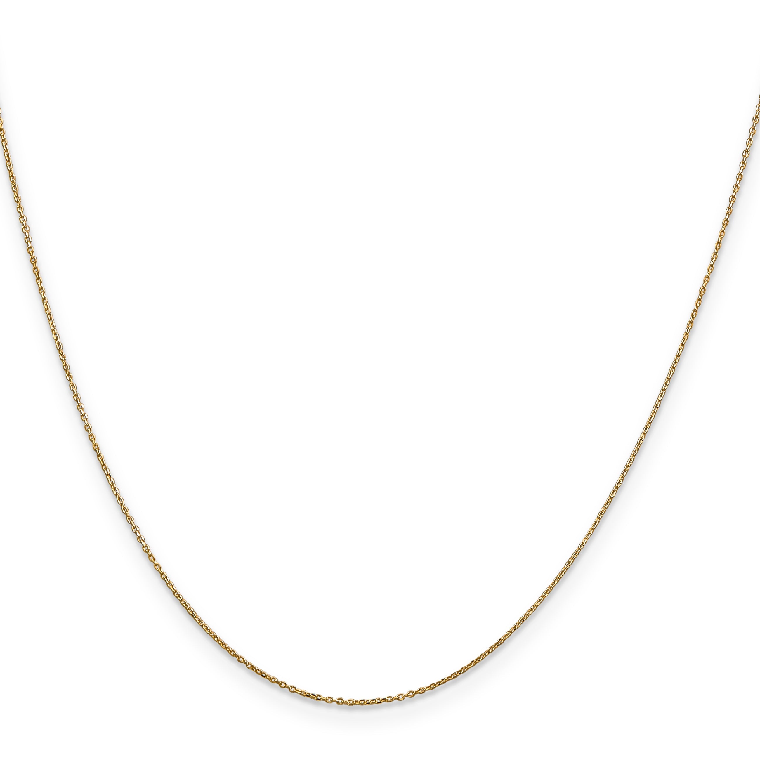 14 Inch 10K .6mm D/C Round Open Link Cable Chain Necklace