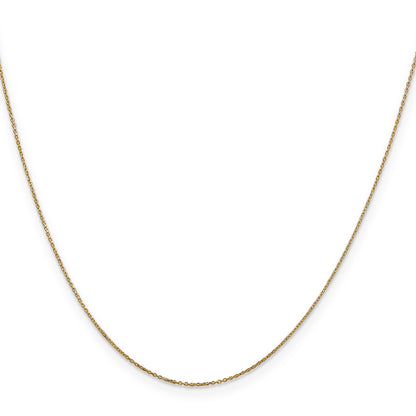 22 Inch 10K Yellow Gold .6mm D/C Round Open Link Cable Chain Necklace