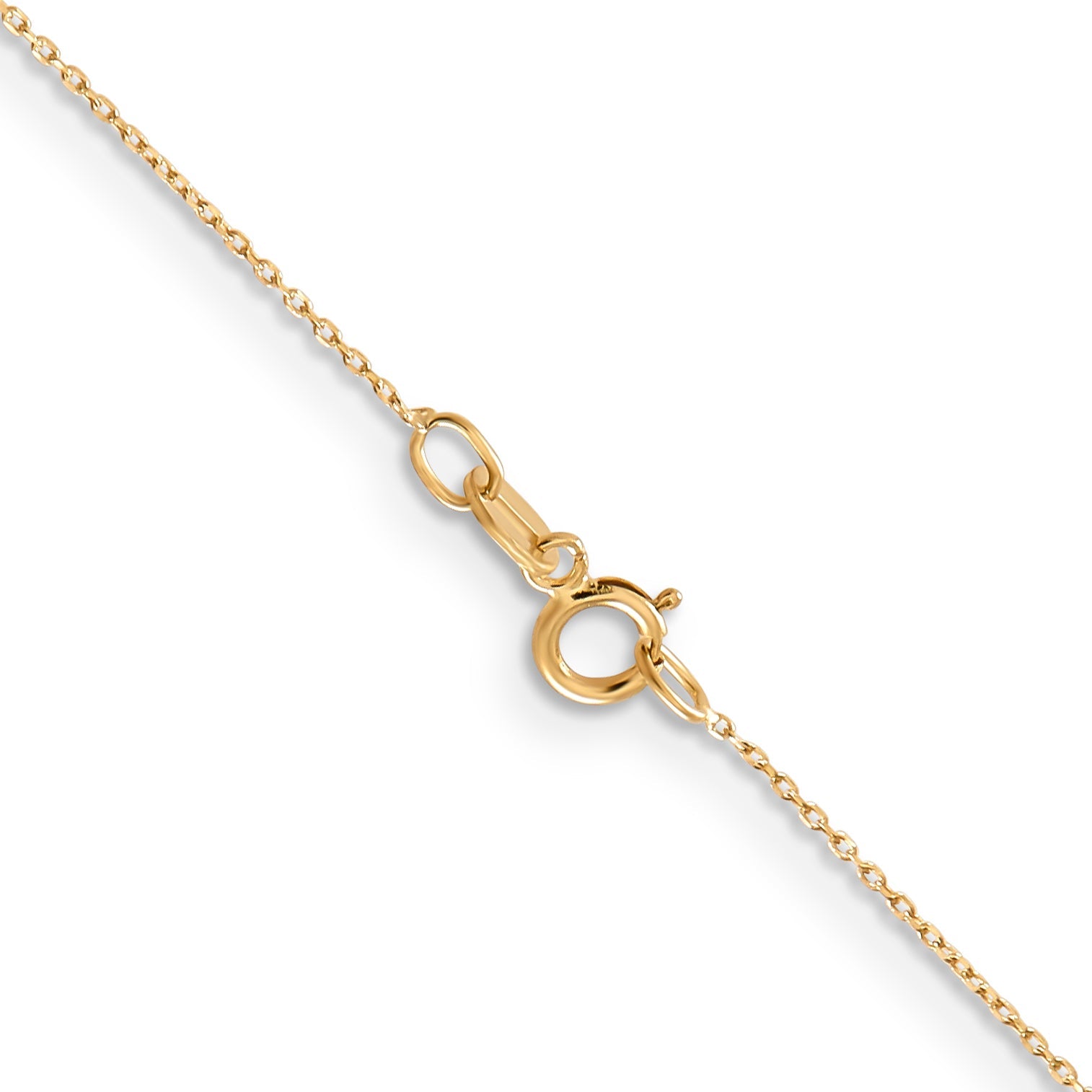 22 Inch 10K Yellow Gold .6mm D/C Round Open Link Cable Chain Necklace