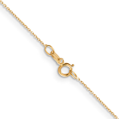 22 Inch 10K Yellow Gold .6mm D/C Round Open Link Cable Chain Necklace