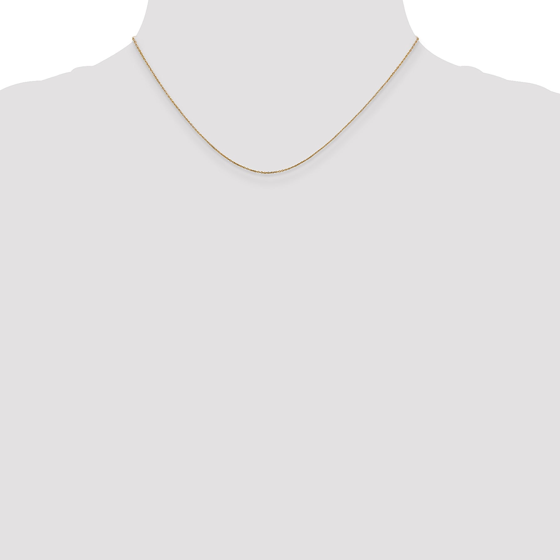 16 Inch 10K .6mm D/C Round Open Link Cable Chain Necklace