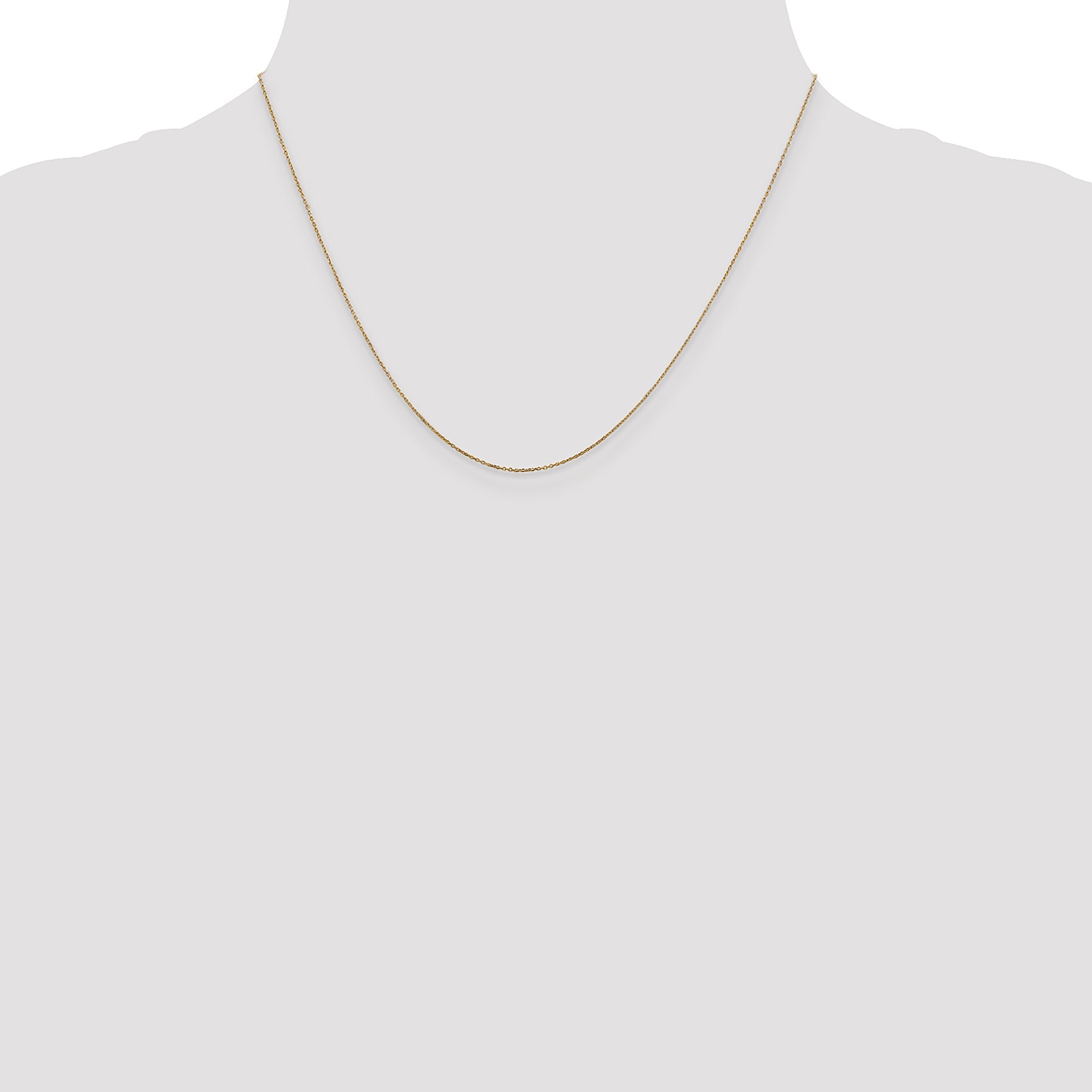 18 Inch 10K .6mm D/C Round Open Link Cable Chain Necklace