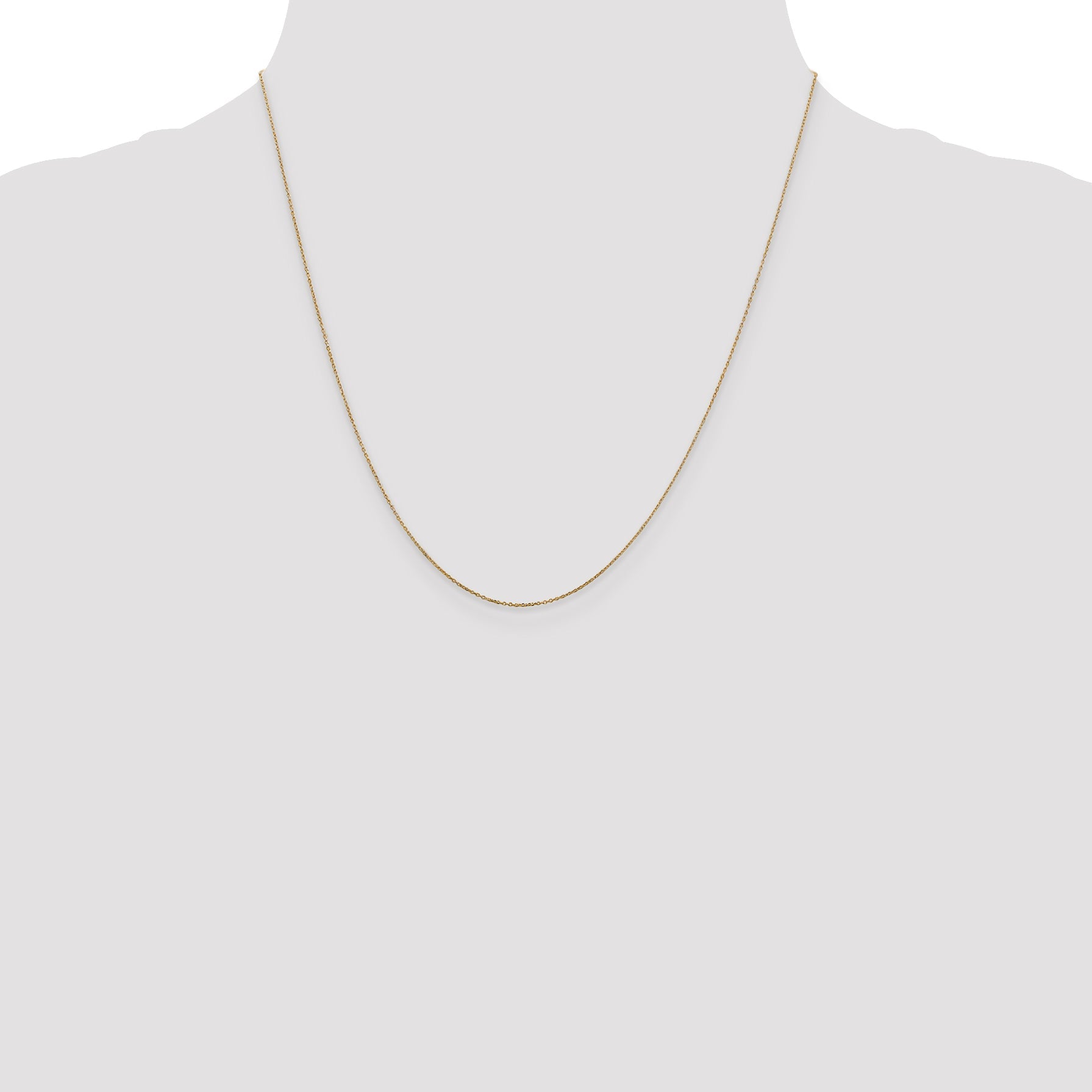 20 Inch 10K .6mm D/C Round Open Link Cable Chain Necklace