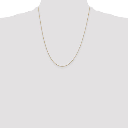 22 Inch 10K Yellow Gold .6mm D/C Round Open Link Cable Chain Necklace