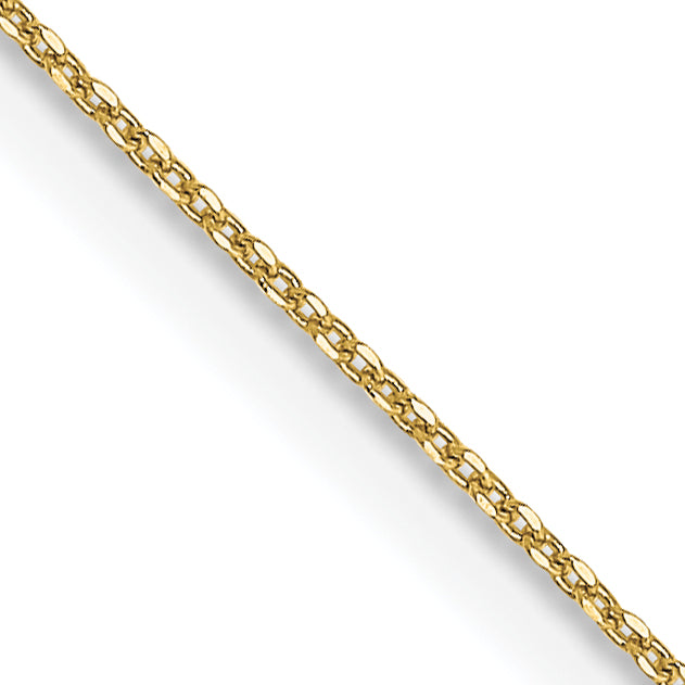22 Inch 10K Yellow Gold .6mm D/C Round Open Link Cable Chain Necklace