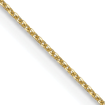 22 Inch 10K Yellow Gold .6mm D/C Round Open Link Cable Chain Necklace