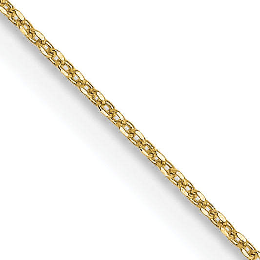 22 Inch 10K Yellow Gold .6mm D/C Round Open Link Cable Chain Necklace