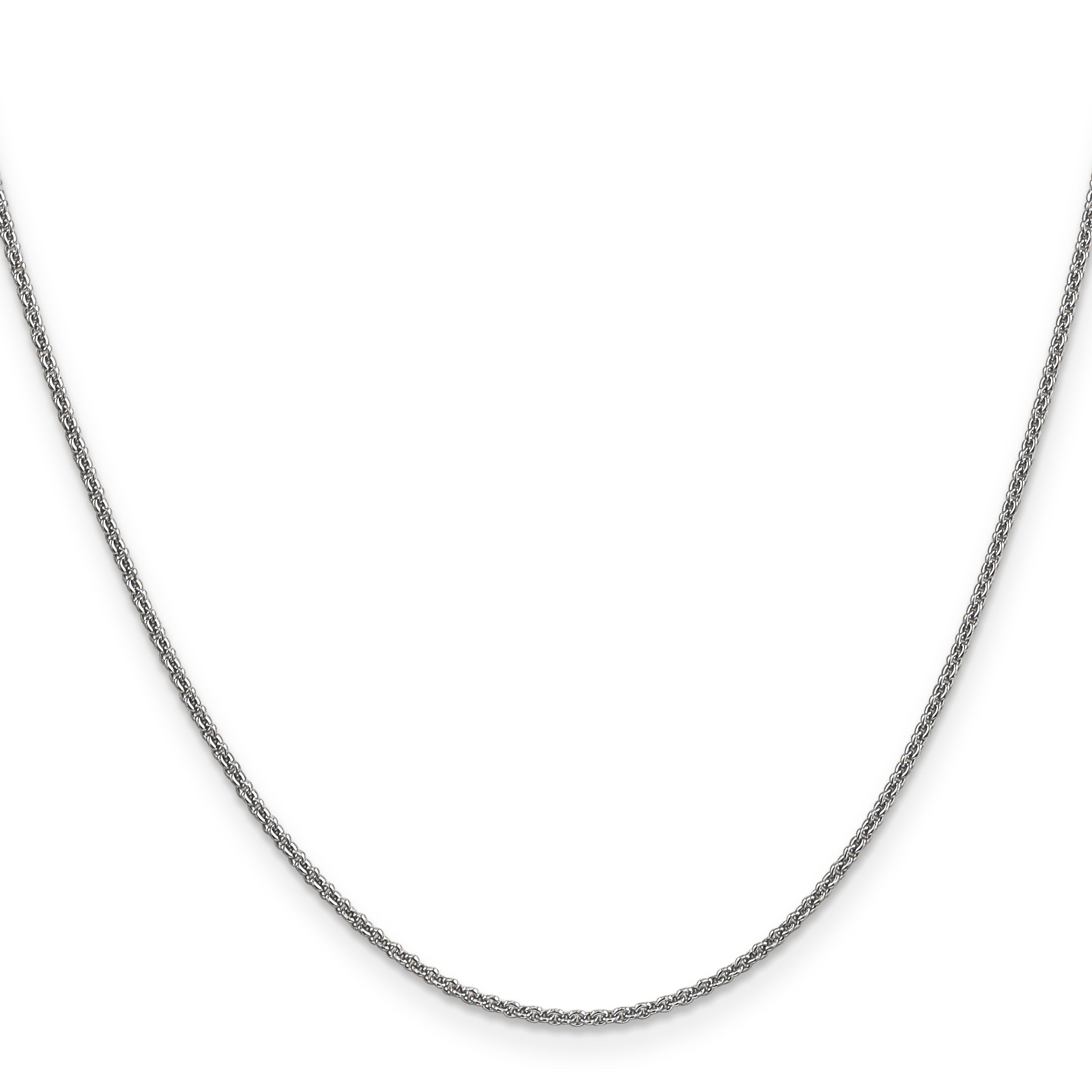 2 Inch 10K White Gold Wg 1.4mm Round Open Link Cable Chain Necklace