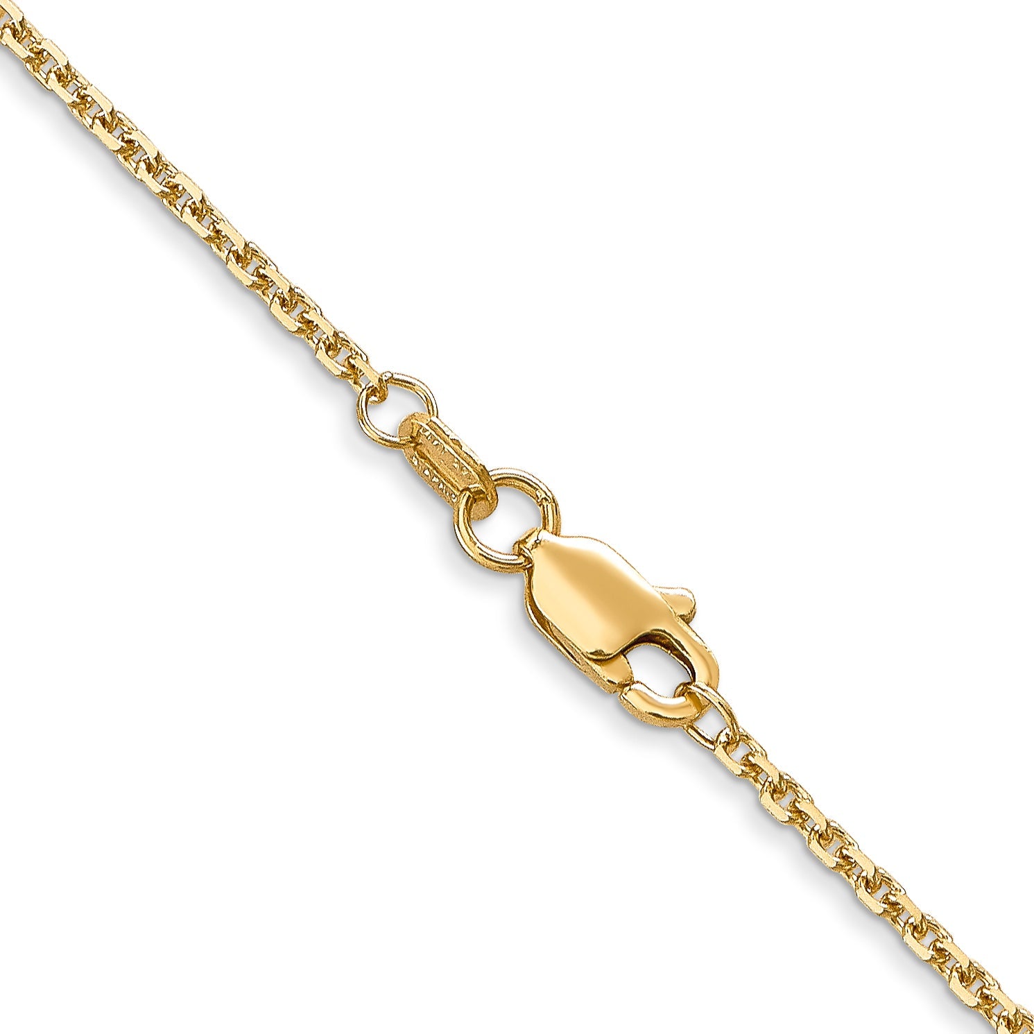 22 Inch 10K Yellow Gold 10K 1.45mm D/C Cable Chain Necklace