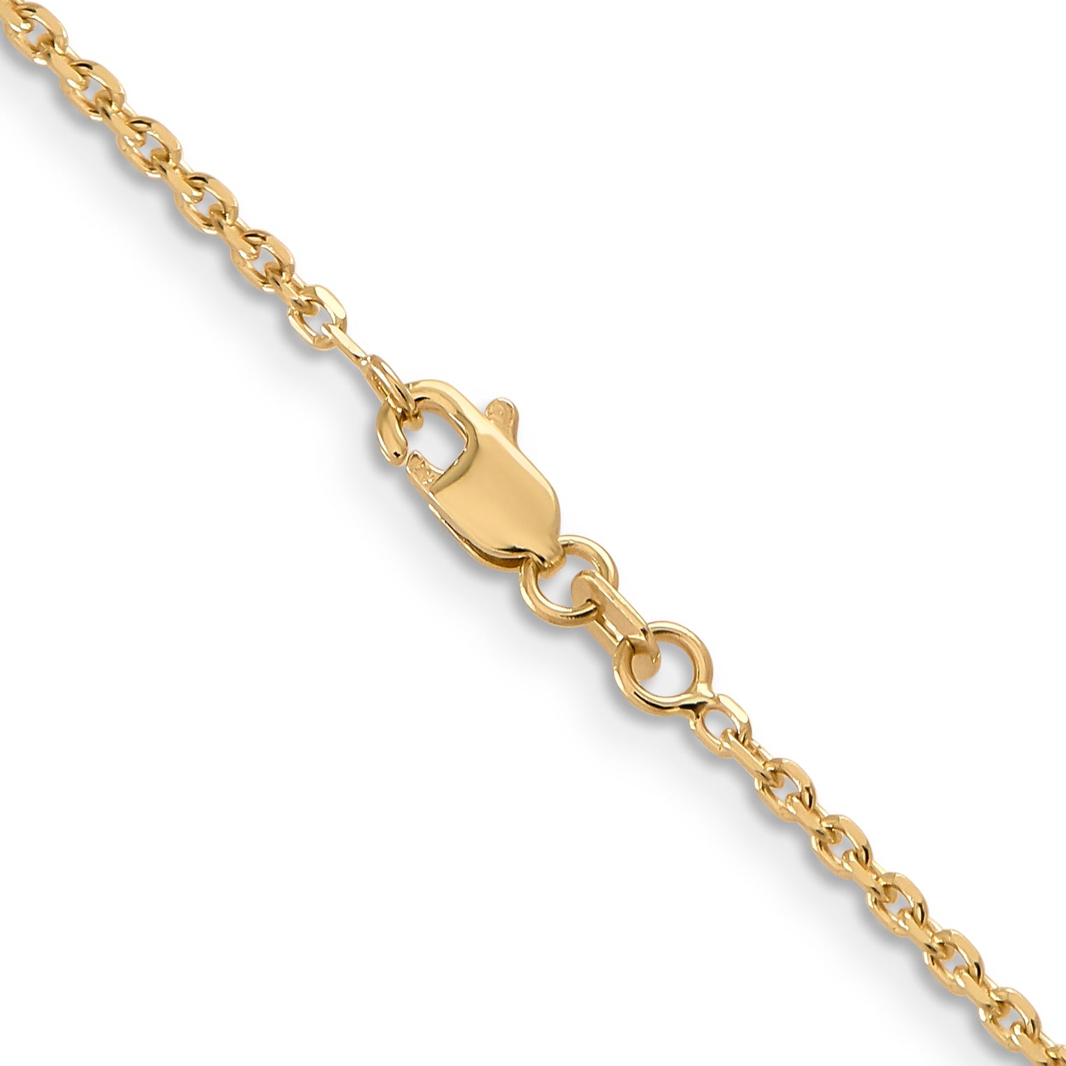 22 Inch 10K Yellow Gold 1.65mm D/C Cable Chain Necklace