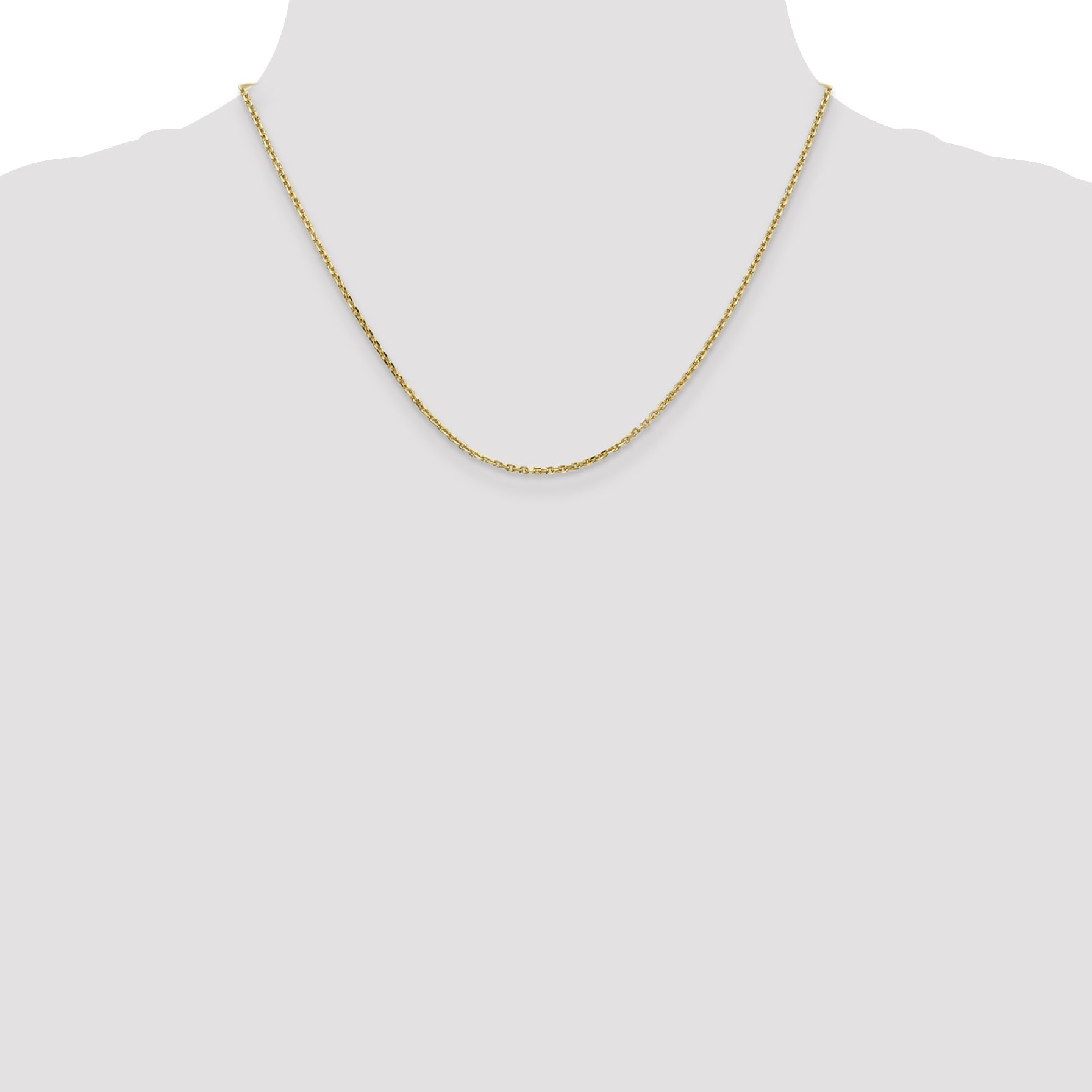 18 Inch 10K Yellow Gold 1.65mm D/C Cable Chain Necklace