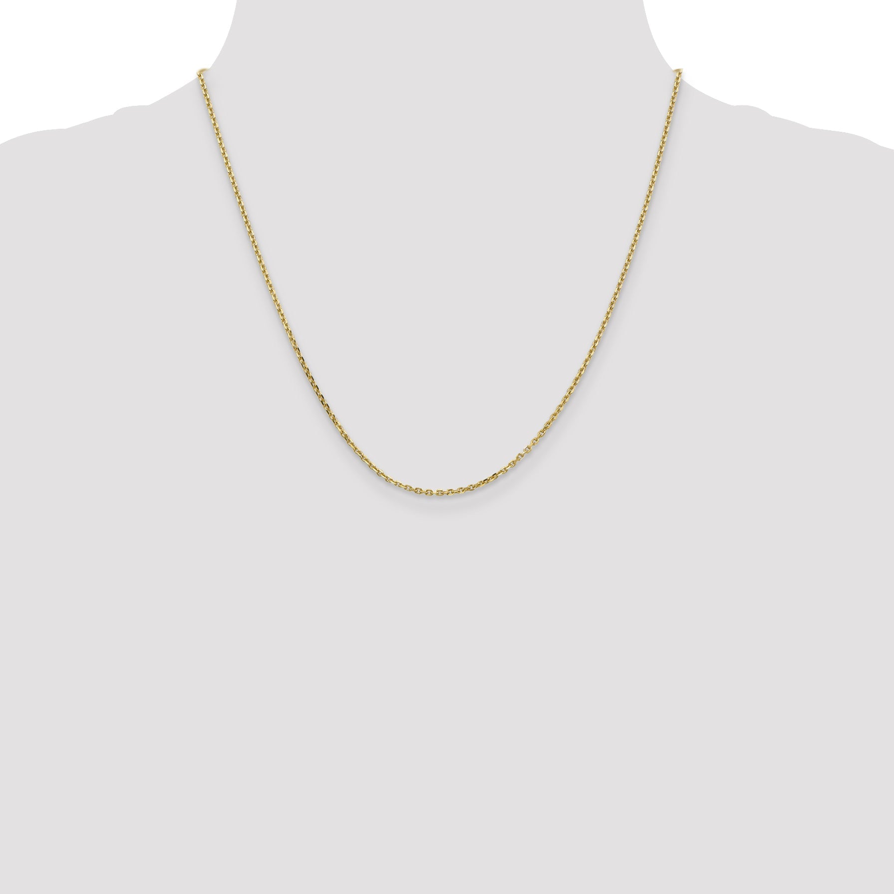 2 Inch 10K Yellow Gold 1.65mm D/C Cable Chain Necklace