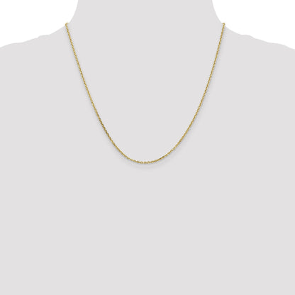 2 Inch 10K Yellow Gold 1.65mm D/C Cable Chain Necklace
