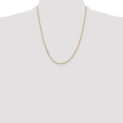 22 Inch 10K Yellow Gold 1.65mm D/C Cable Chain Necklace