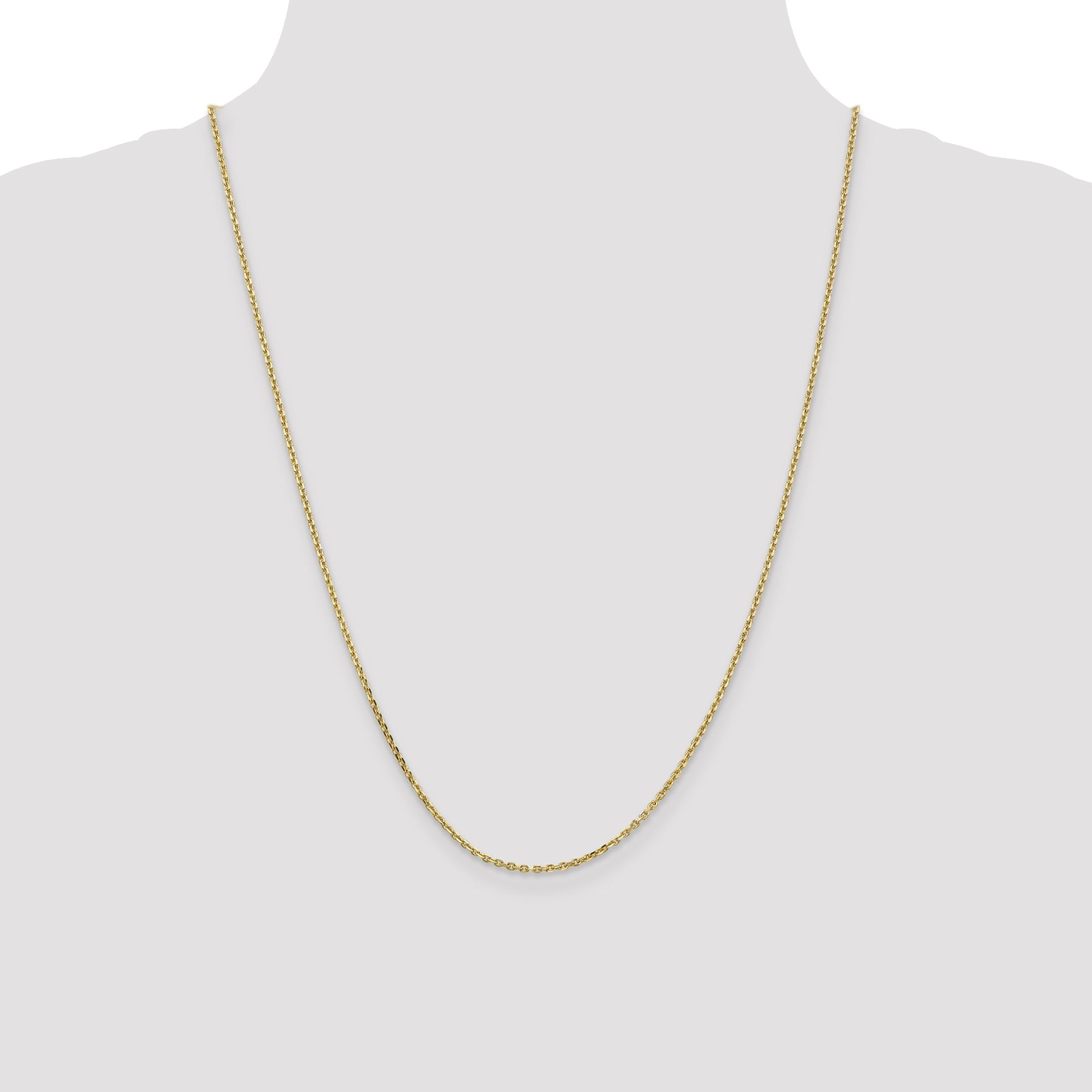 24 Inch 10K Yellow Gold 1.65mm D/C Cable Chain Necklace