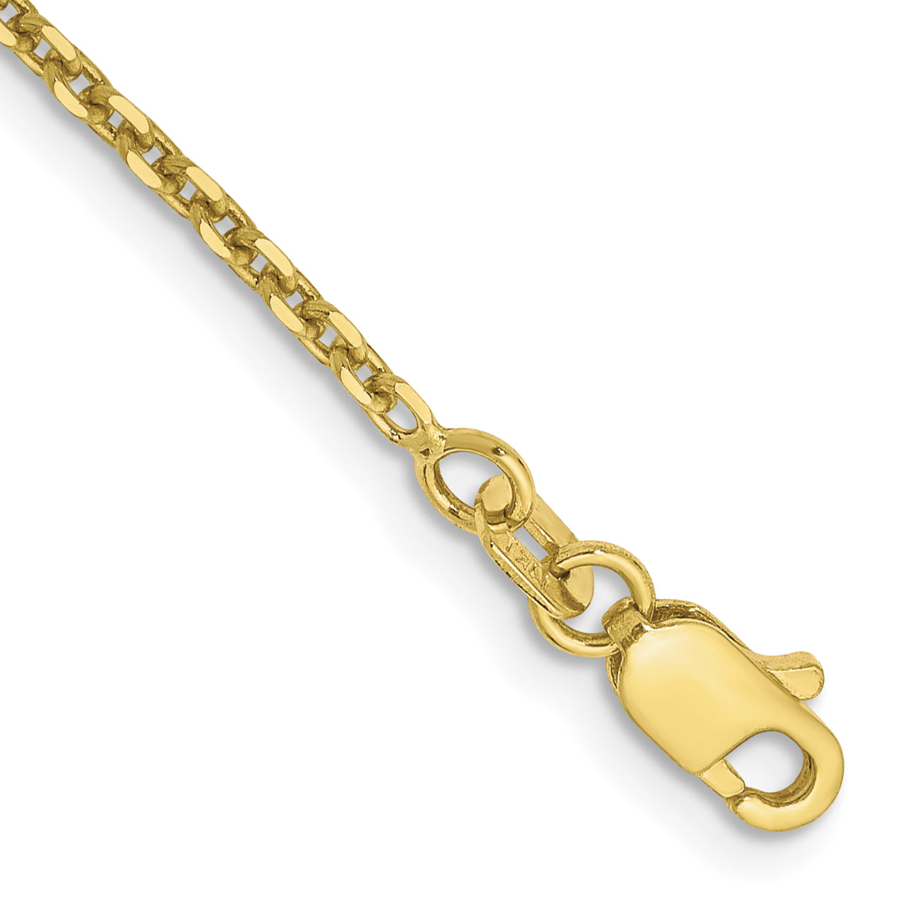 9 Inch 10K Yellow Gold 1.65mm D/C Cable Chain Bracelet