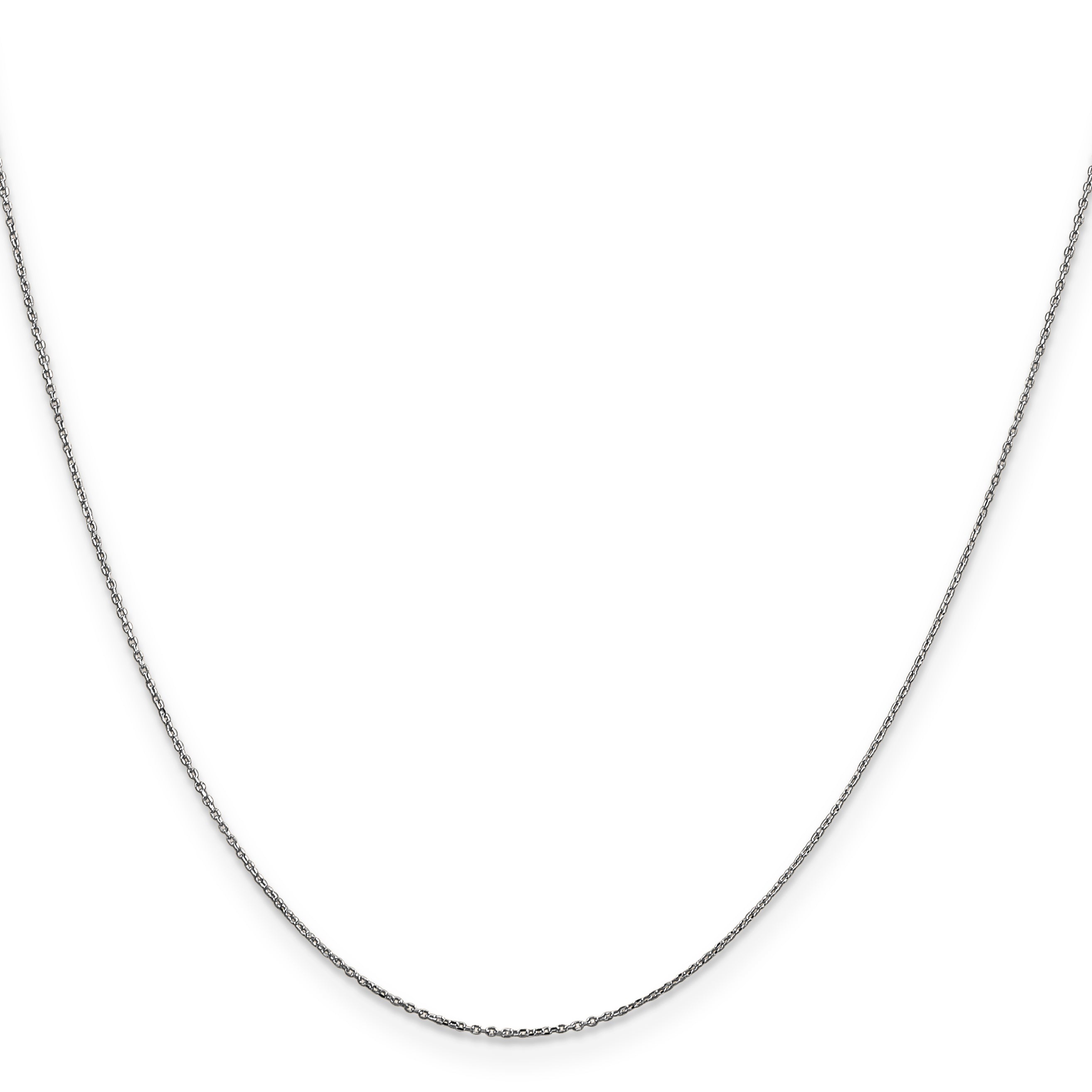 22 Inch 10K White Gold Wg .6mm D/C Round Open Link Cable Chain Necklace