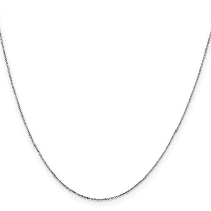 22 Inch 10K White Gold Wg .6mm D/C Round Open Link Cable Chain Necklace