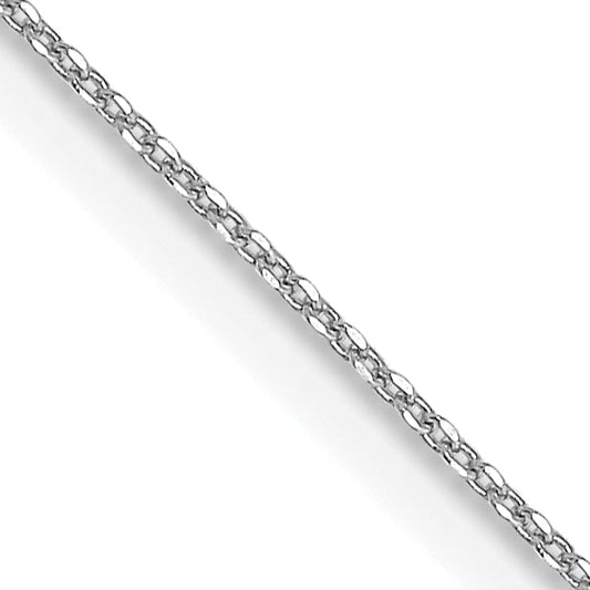 22 Inch 10K White Gold Wg .6mm D/C Round Open Link Cable Chain Necklace