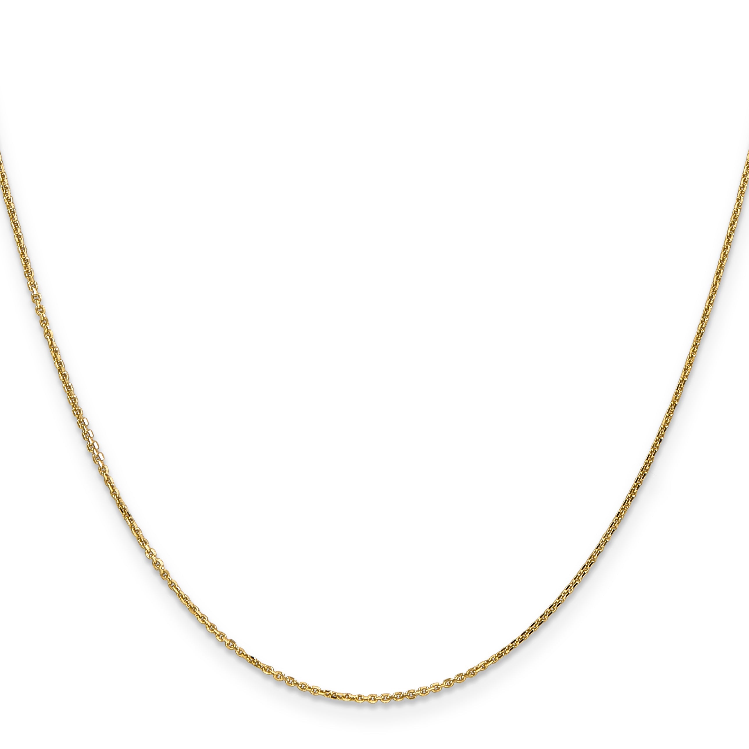2 Inch 10K Yellow Gold .95mm D/C Cable Chain Necklace