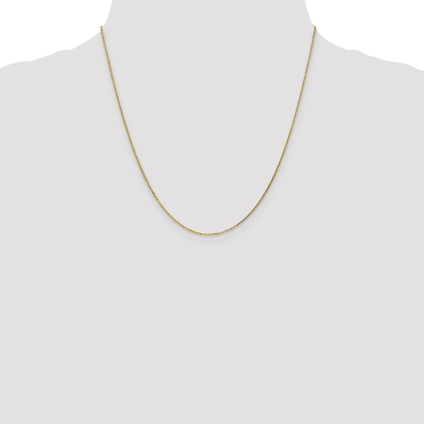 2 Inch 10K Yellow Gold .95mm D/C Cable Chain Necklace