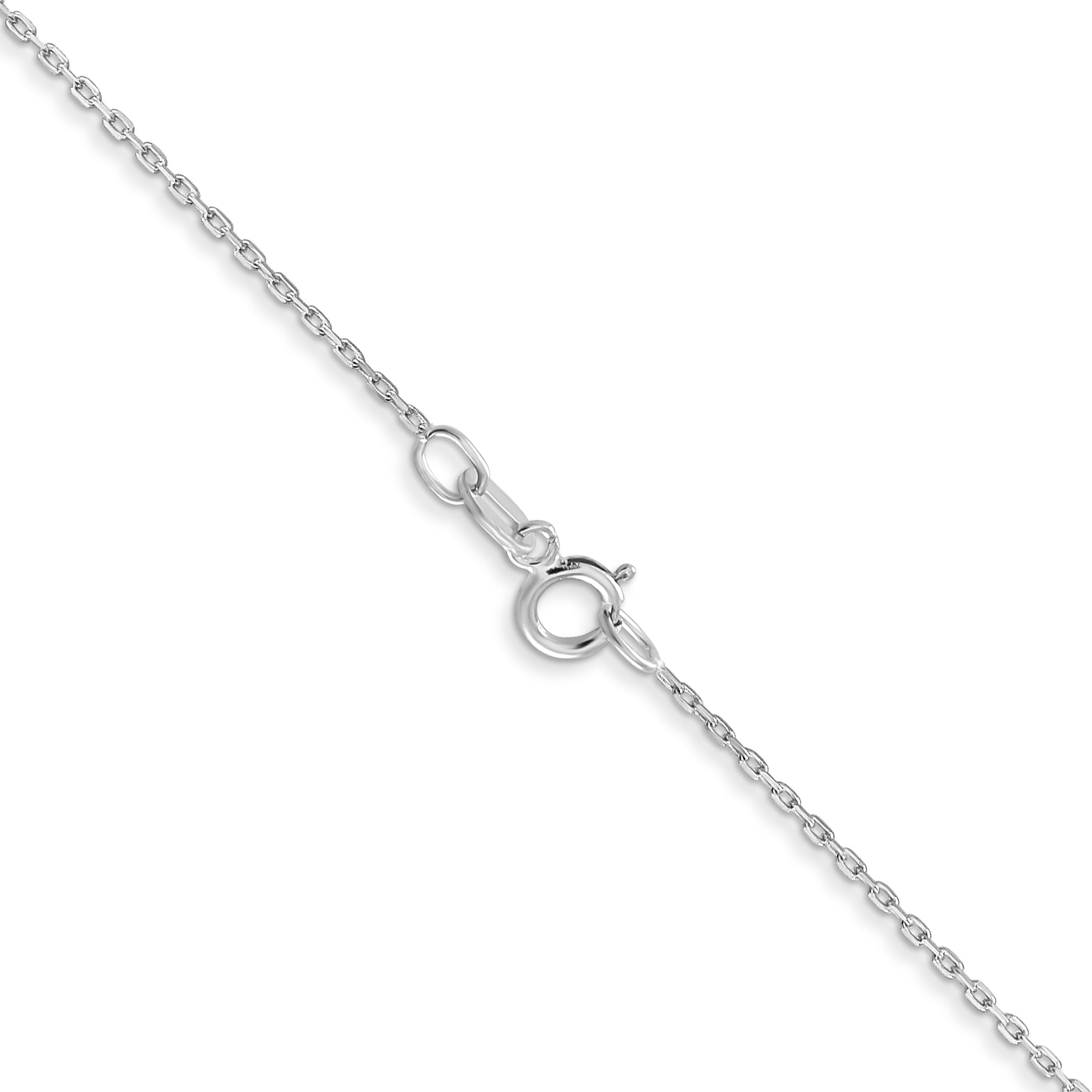 22 Inch 10K White Gold Wg .8mm D/C Cable With Spring Ring Clasp Chain Necklace