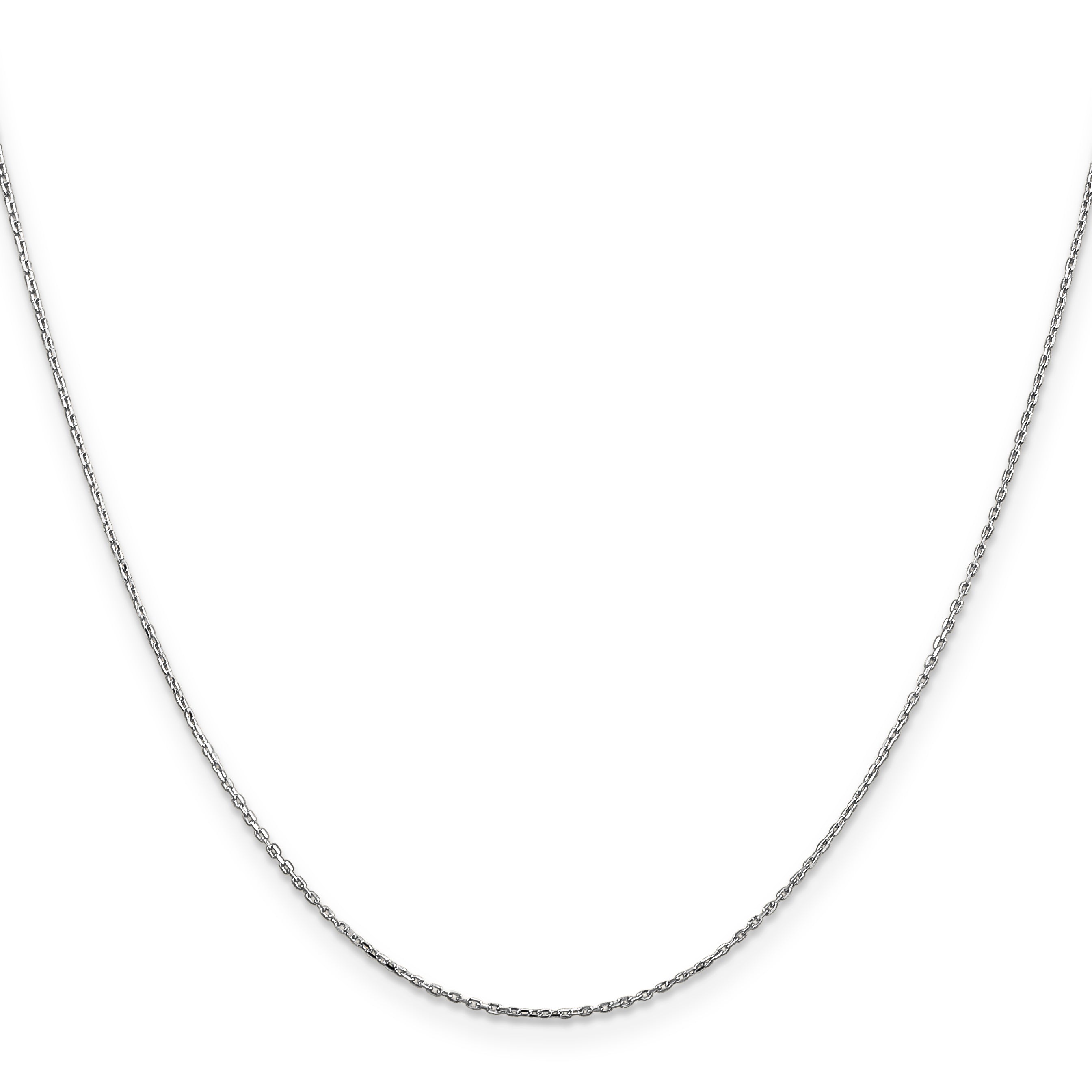 18 Inch 10K White Gold Wg .8mm D/C Cable With Lobster Clasp Chain Necklace