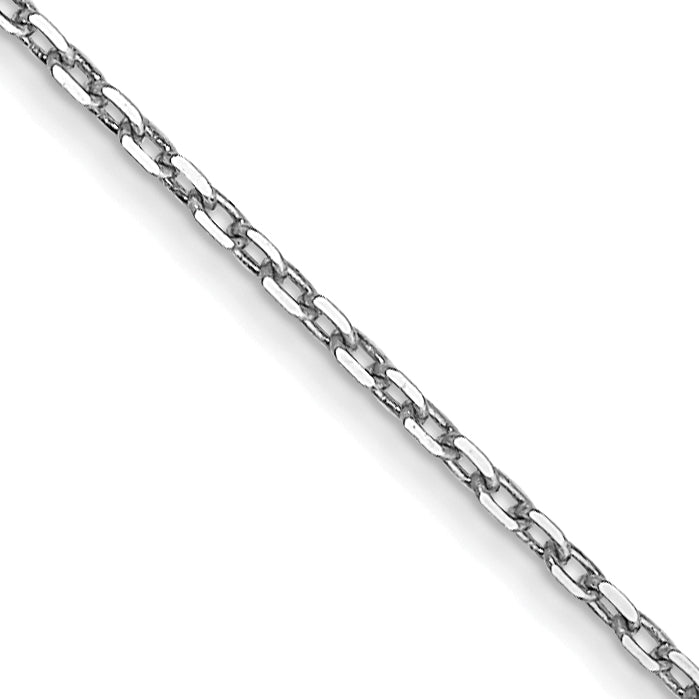 22 Inch 10K White Gold Wg .8mm D/C Cable With Spring Ring Clasp Chain Necklace