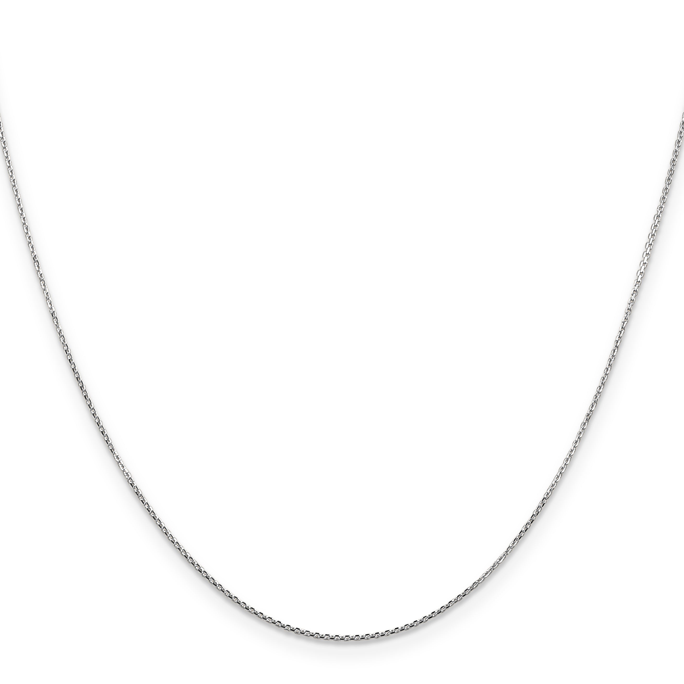 2 Inch 10K White Gold Wg .8mm D/C Round Open Link Cable Chain Necklace
