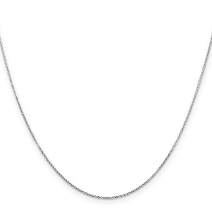 18 Inch 10K White Gold Wg .8mm D/C Round Open Link Cable Chain Necklace