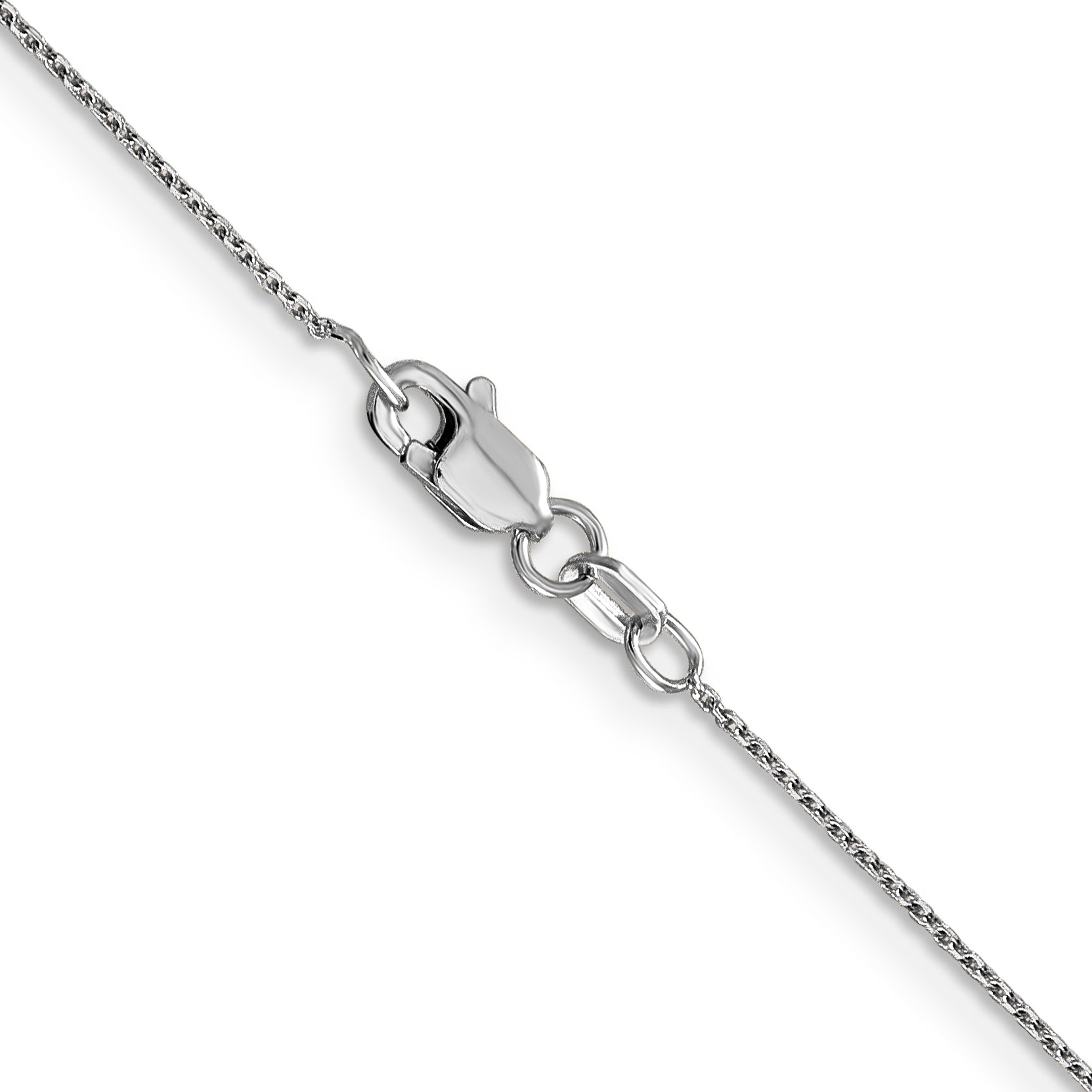 2 Inch 10K White Gold Wg .8mm D/C Round Open Link Cable Chain Necklace