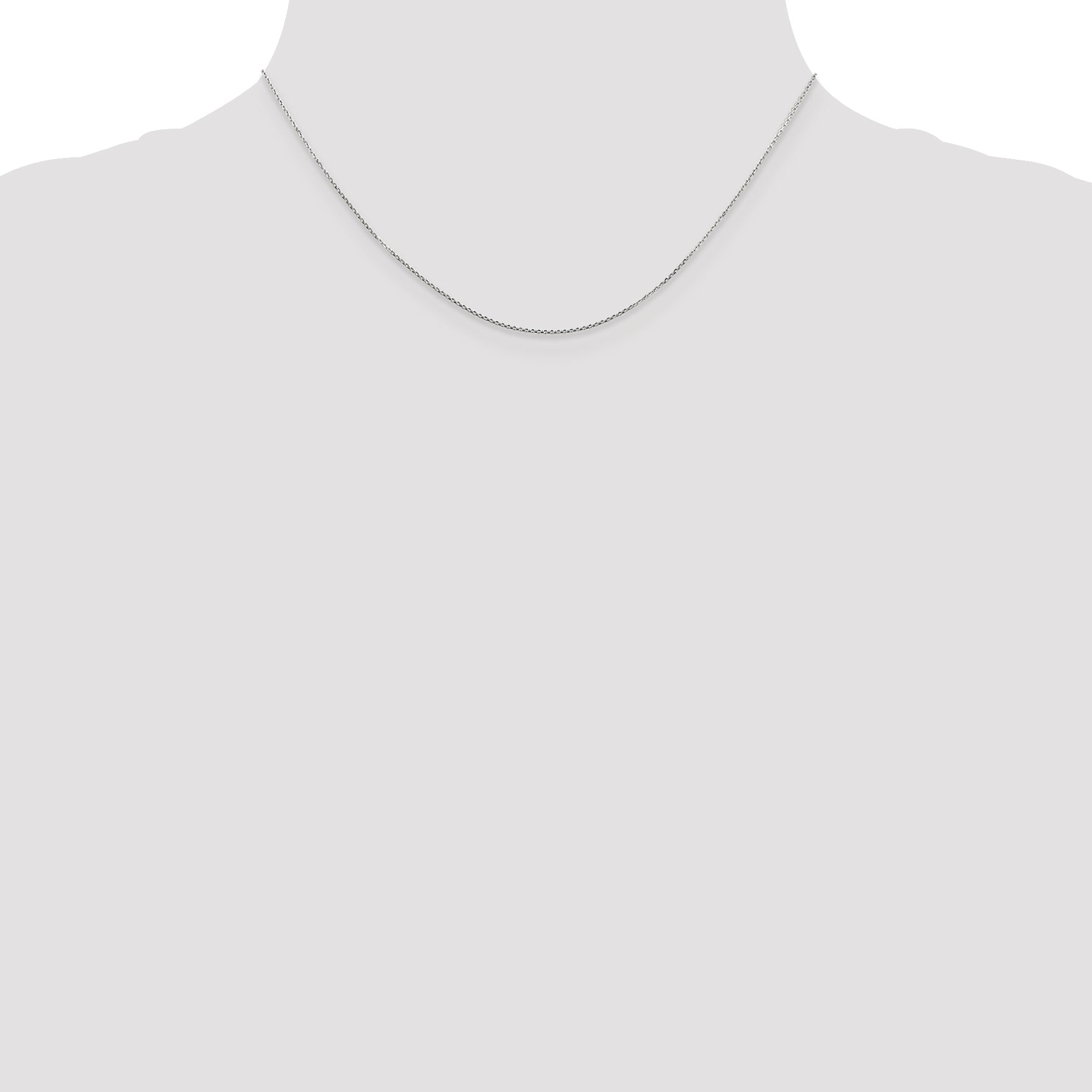 16 Inch 10K White Gold Wg .8mm D/C Round Open Link Cable Chain Necklace