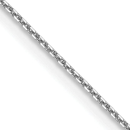 18 Inch 10K White Gold Wg .8mm D/C Round Open Link Cable Chain Necklace
