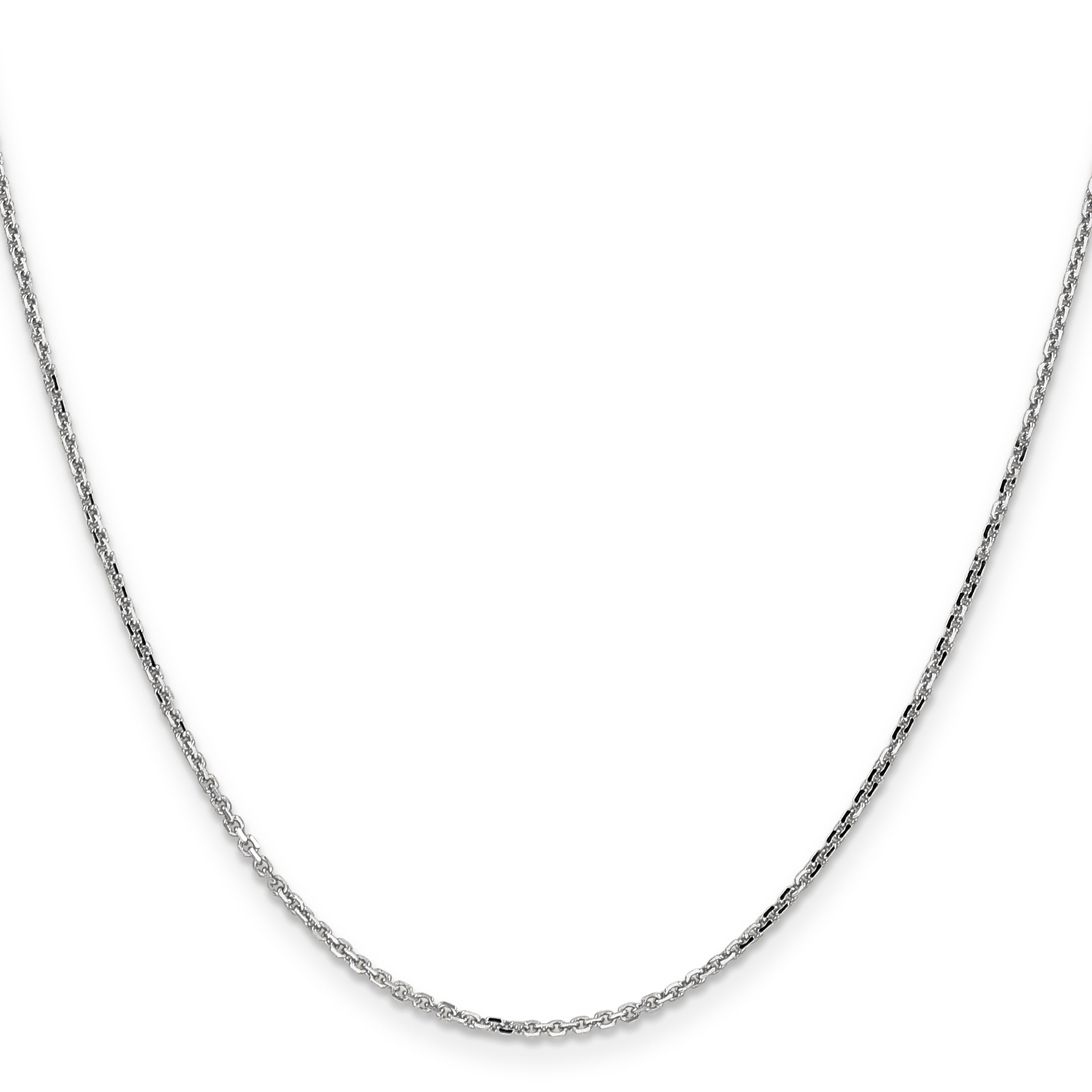 16 Inch 10K White Gold Wg 1.4mm D/C Round Open Link Cable Chain Necklace