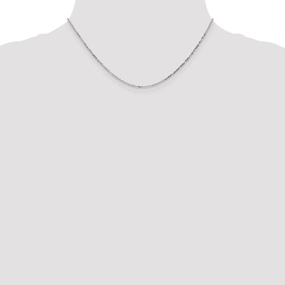 16 Inch 10K White Gold Wg 1.4mm D/C Round Open Link Cable Chain Necklace