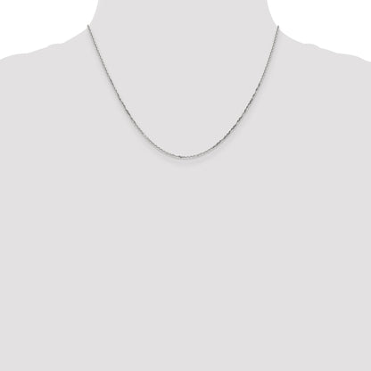 18 Inch 10K White Gold Wg 1.4mm D/C Round Open Link Cable Chain Necklace